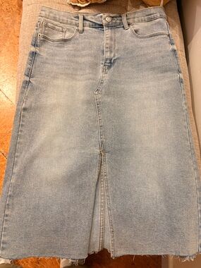 Kensie Vintage Light Blue High-Rise Denim Skirt